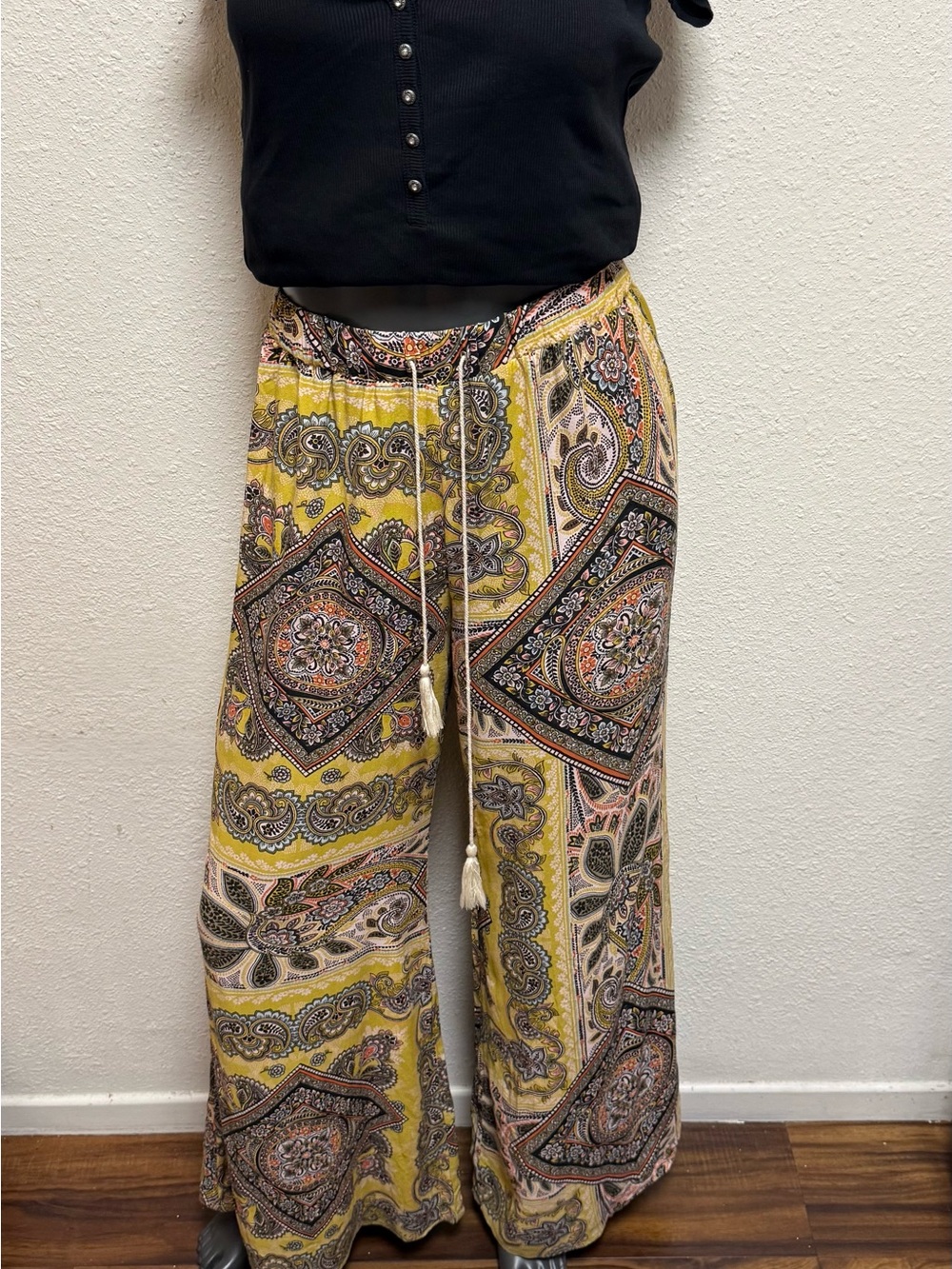 EARTHBOUND Yellow Paisley Straight-Leg Jumpsuit Pants